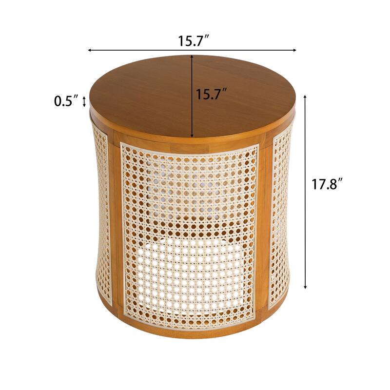 Christopher Knight Home - Elna Round Rubber Solid Wood Side Table in Natural Finish, Compact Modern Accent