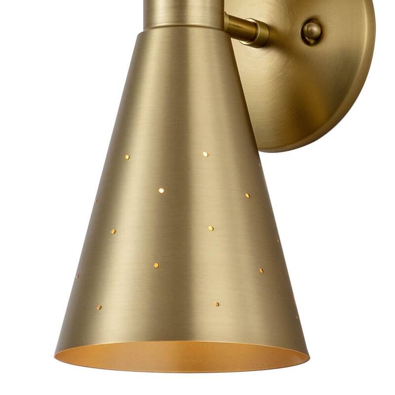 2-Light Mid-century Double Cone Hourglass Wall Light - Brass Nickel