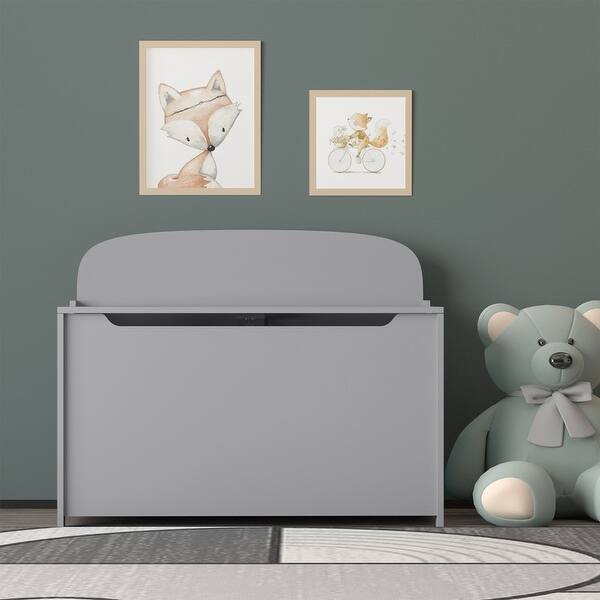 Wooden Toy Box/Bench with Safety Hinged Lid for Kids Bed Bath