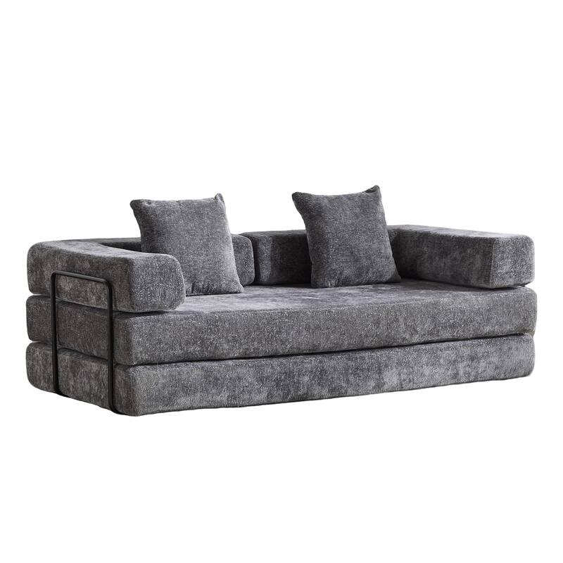 Floor Couch,Compression Sofa,Convertible Floor Sofa Bed-with Pillow Back Support Armrest,Comfy Futon Couch Lounge Sleeper Bed