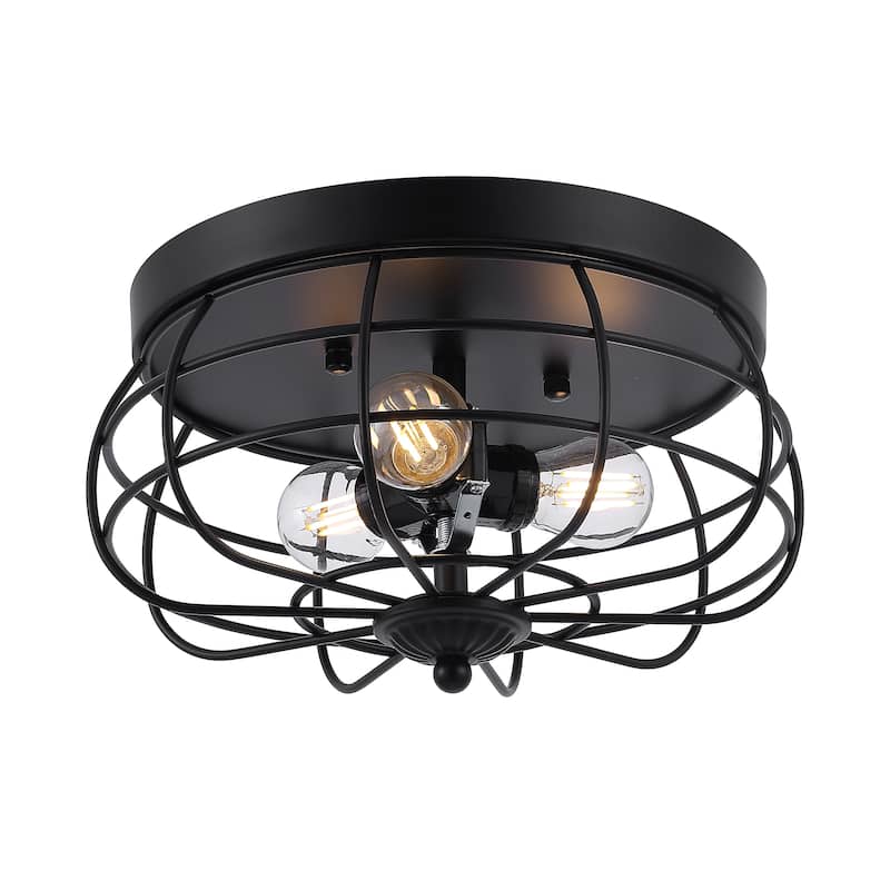 GetLedel 11-inch Farmhouse 3-Light Drum Flush Mount Ceiling Light