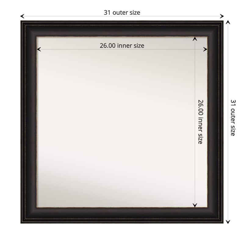 Non-Beveled Bathroom Wall Mirror - Trio Oil Rubbed Bronze Frame - 31 x 31 in - Trio Oil Rubbed Bronze
