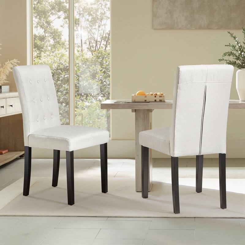 Tufted Dining Room Chairs Set of 2, Parsons Diner Chairs Upholstered Side Kitchen Chairs with Solid Wood Legs and Padded Seat