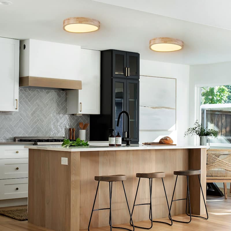 Integrated LED 5CCT Farmhouse Flush Mount Ceiling Light, 5 Color Temperature Selectable