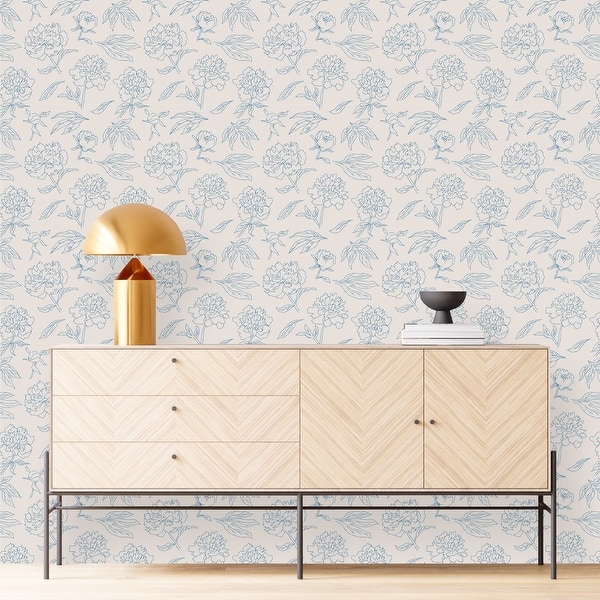 Blue Peonies Wallpaper Peel and Stick and Prepasted Bed Bath & Beyond