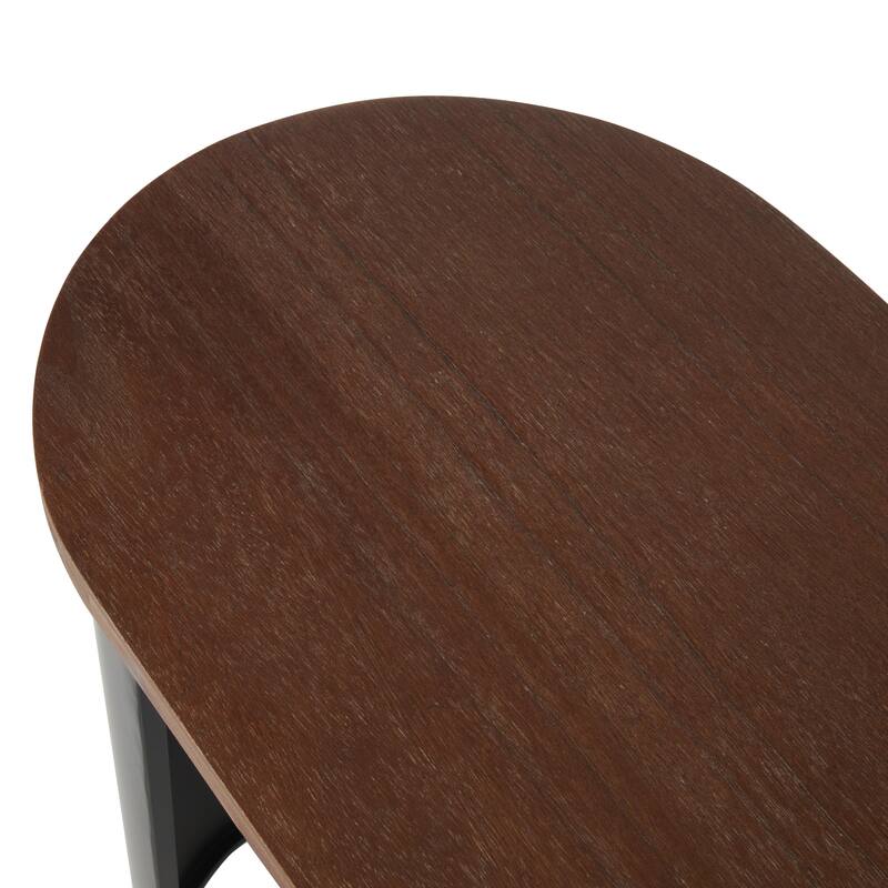 Wood Curved Crescent Console Table with Brown Wood Oval Tabletop - Black or Brown - Roche River Decor