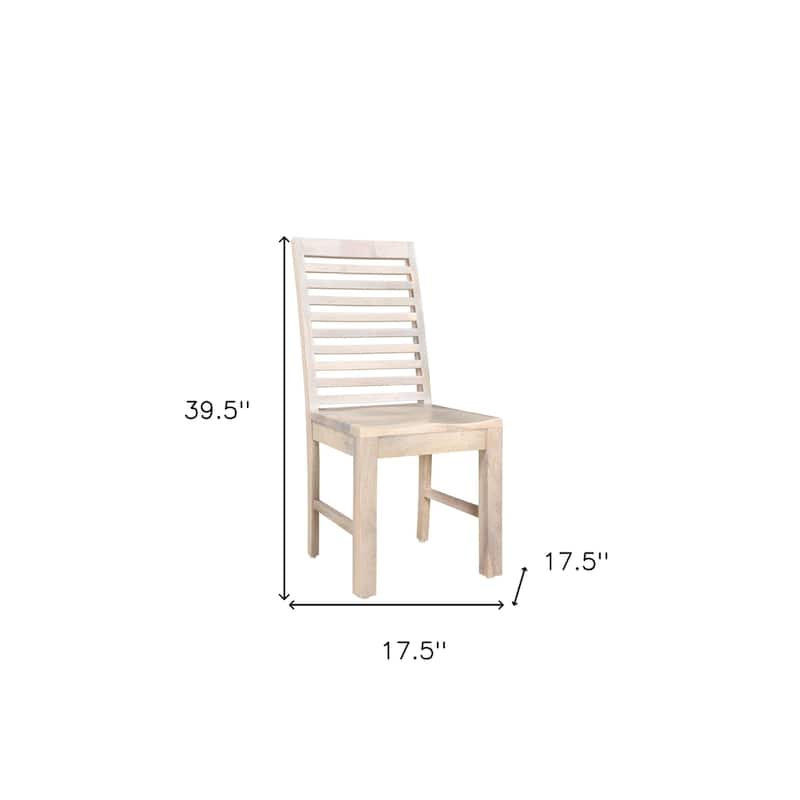 HomeRoots Set of Two White Wood Ladder Back Dining Side Chairs - 17.5' X '39.5' X '17.5