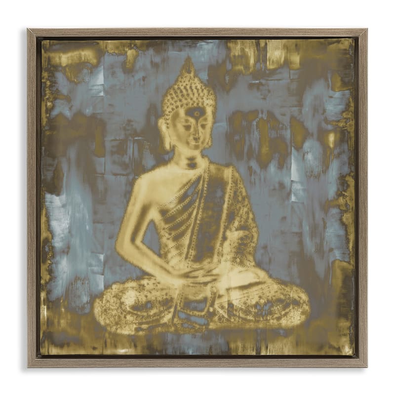 Stupell Muted Earthy Buddha Abstract Framed Floater Canvas Wall Art Design By Tom Bray - 25 x 25 - Brown