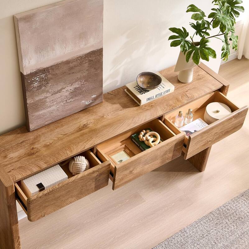 Farmhouse 3-Drawers Console Table, Entryway Table, Sofa Table