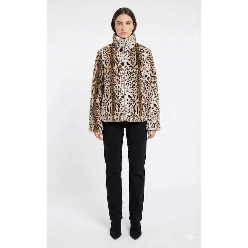Rebecca Minkoff Cheetah Print Faux Fur Coat - XL - Cheetah