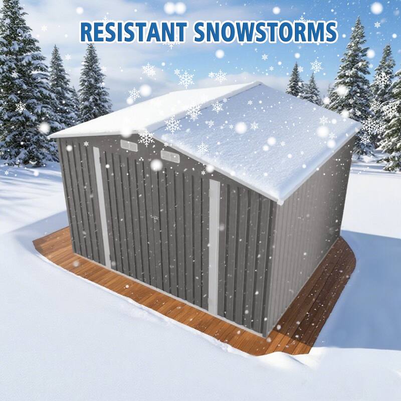 10 x 8 FT Outdoor Storage Shed, Large Metal Storage Shed, Lockable Door and Air Vent, Clear Window Garden Tool Shed