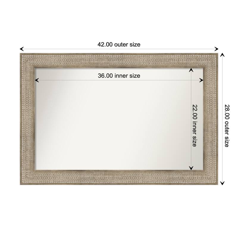 Trellis Silver Framed Non-Beveled Custom Wall Mirror, Bathroom Vanity Mirror - Outer Size: 42 x 28