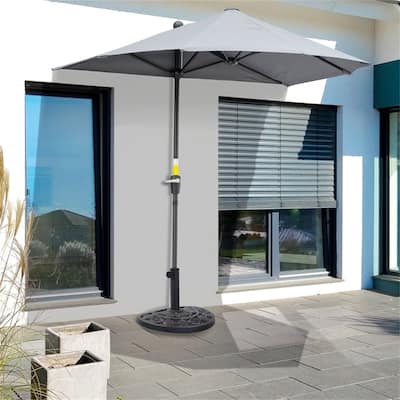 Bronze Half Umbrella Base with Floral Design Weatherproof Resin Stand for Patio Backyard Garden Umbrellas Fits