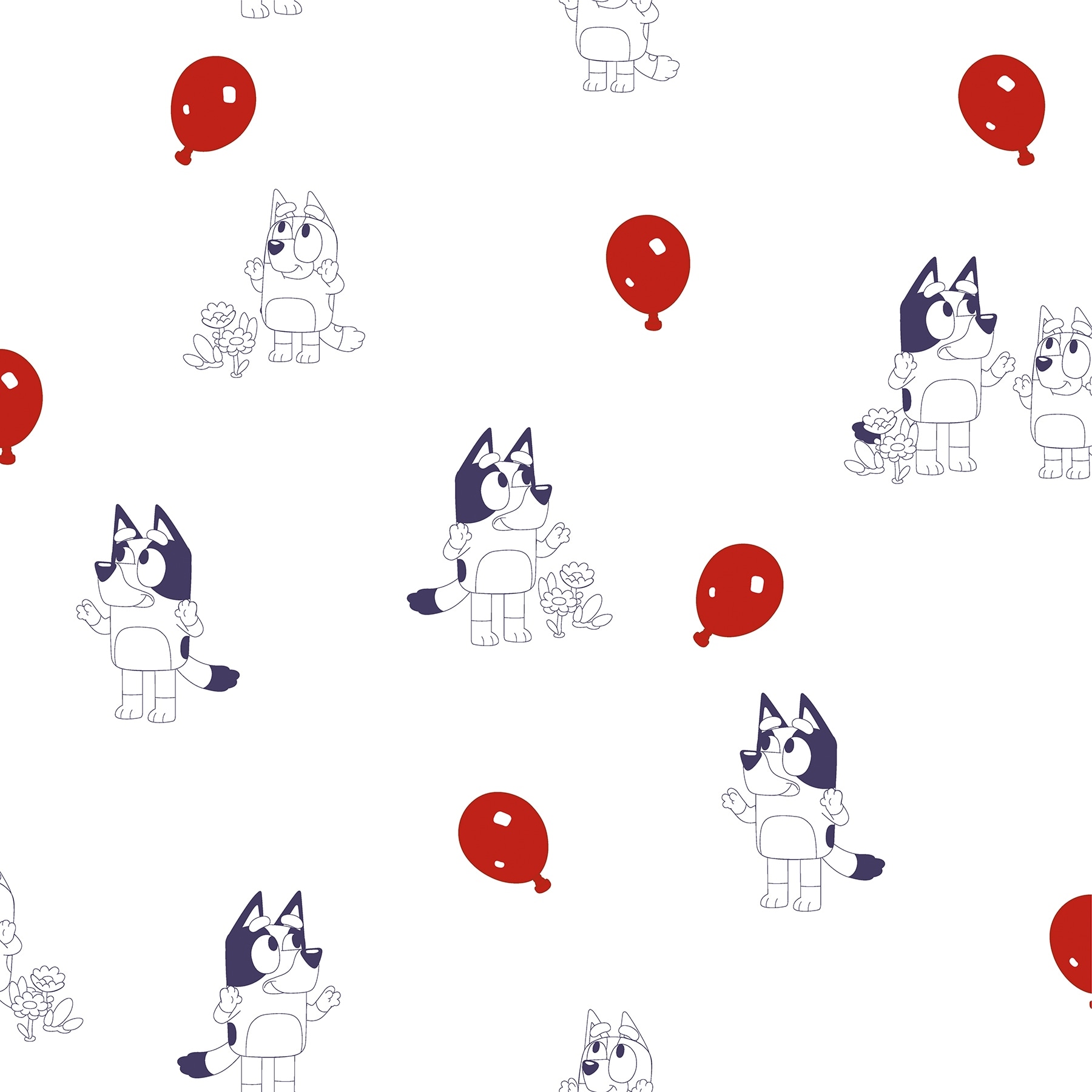 Bluey Keepy Uppy White Peel and Stick Wallpaper by RoomMates