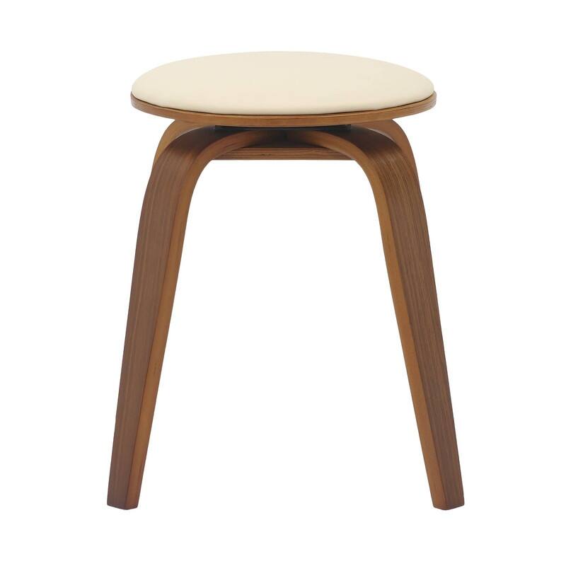 Pelya Minimalist Modern Round Counter Stool with Leather Seat & Poplar Wood Frame 360° Swivel Kitchen Bar Stool