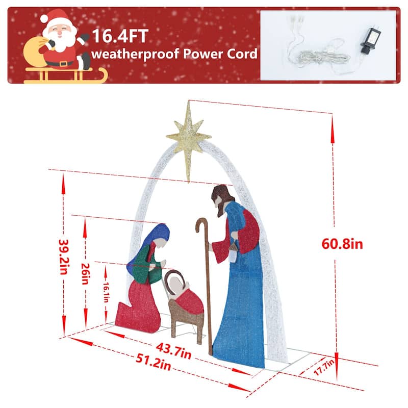VEIKOUS 5 ft. LED Nativity Sence Set Christmas Holiday Yard Decoration