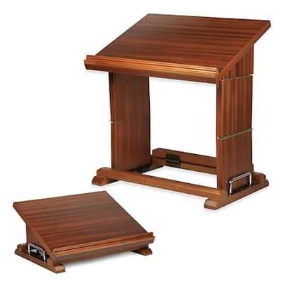 Book Stand Table Top Mahogany Foldable Adjustable Height Sit or Stand Design Perfect for Books - 18" H x 12" W x 16" D