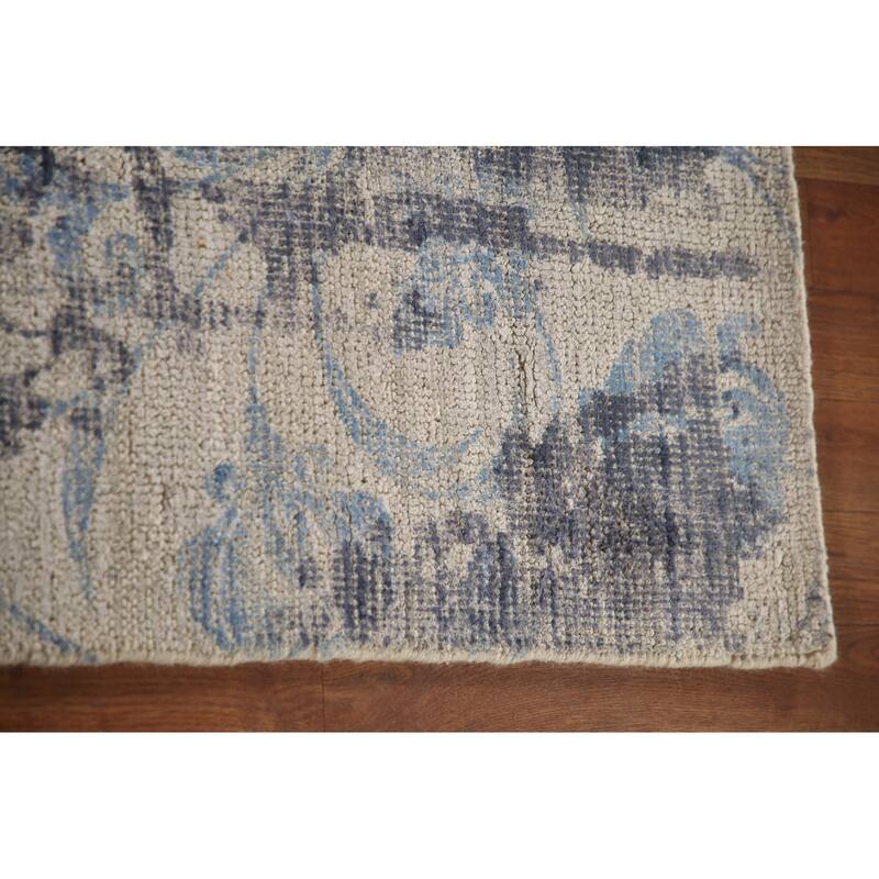 Ivory Abstract Rug Hand-Knotted Wool Carpet - 7'9"x 9'8"