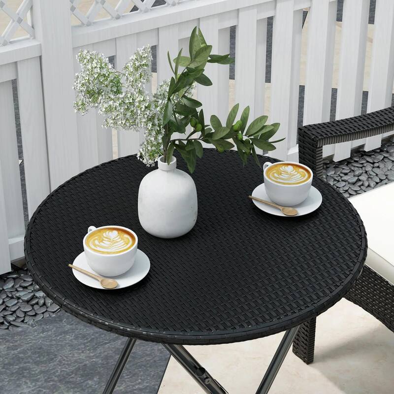 Outdoor Patio Wicker Bistro Furniture Set with Cushions, for Garden