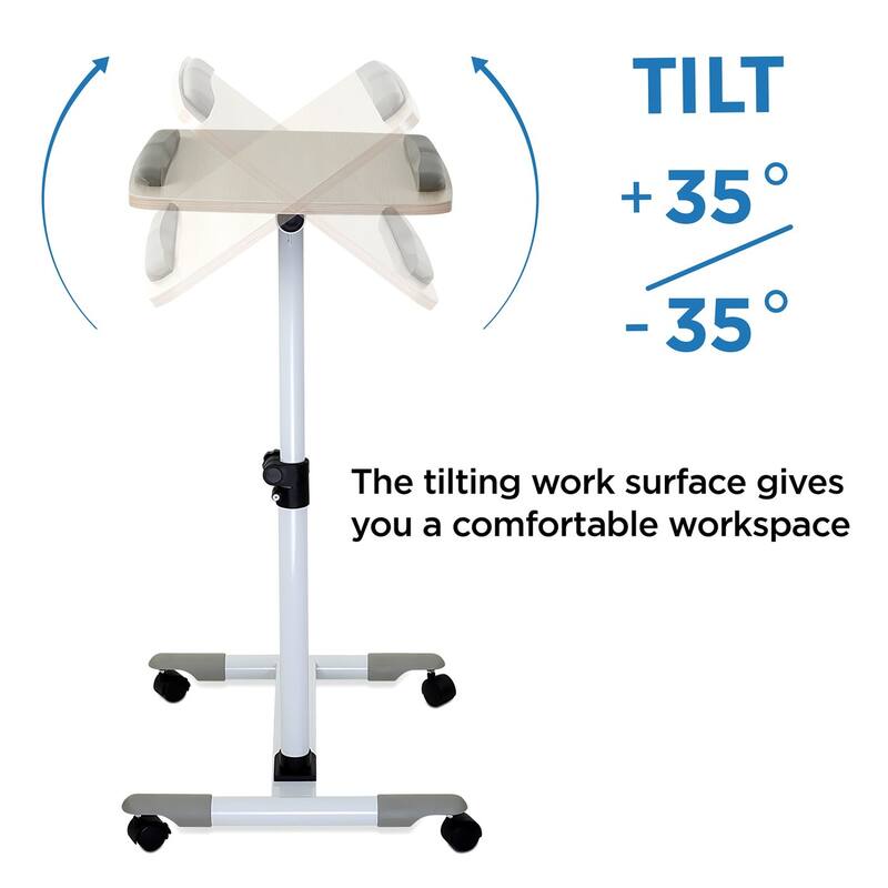 Mount-It! Rolling Laptop Cart, Height Adjustable Bedside Tray With Wheels (MI-7946)