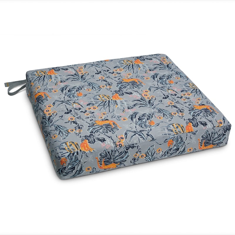 Vera Bradley by Classic Accessories Water-Resistant Patio Seat Cushion - 19"L x 19"D x 3"Thick - Rain Forest Toile Gray/Gold