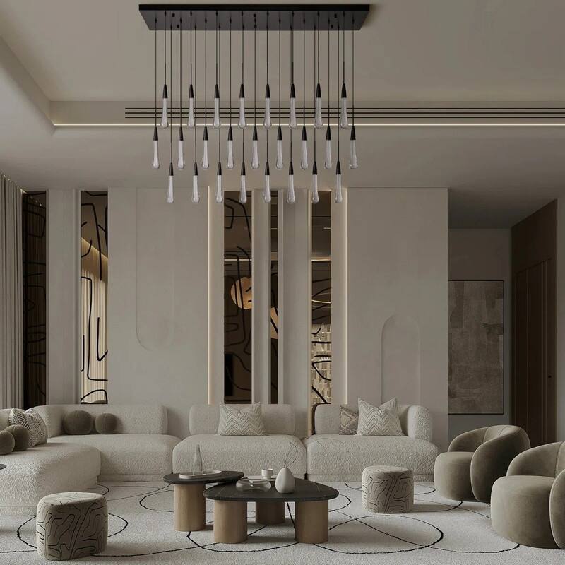 KAYLA Raindrop Chandelier, Modern Glass Pendant Light, Bulb Included