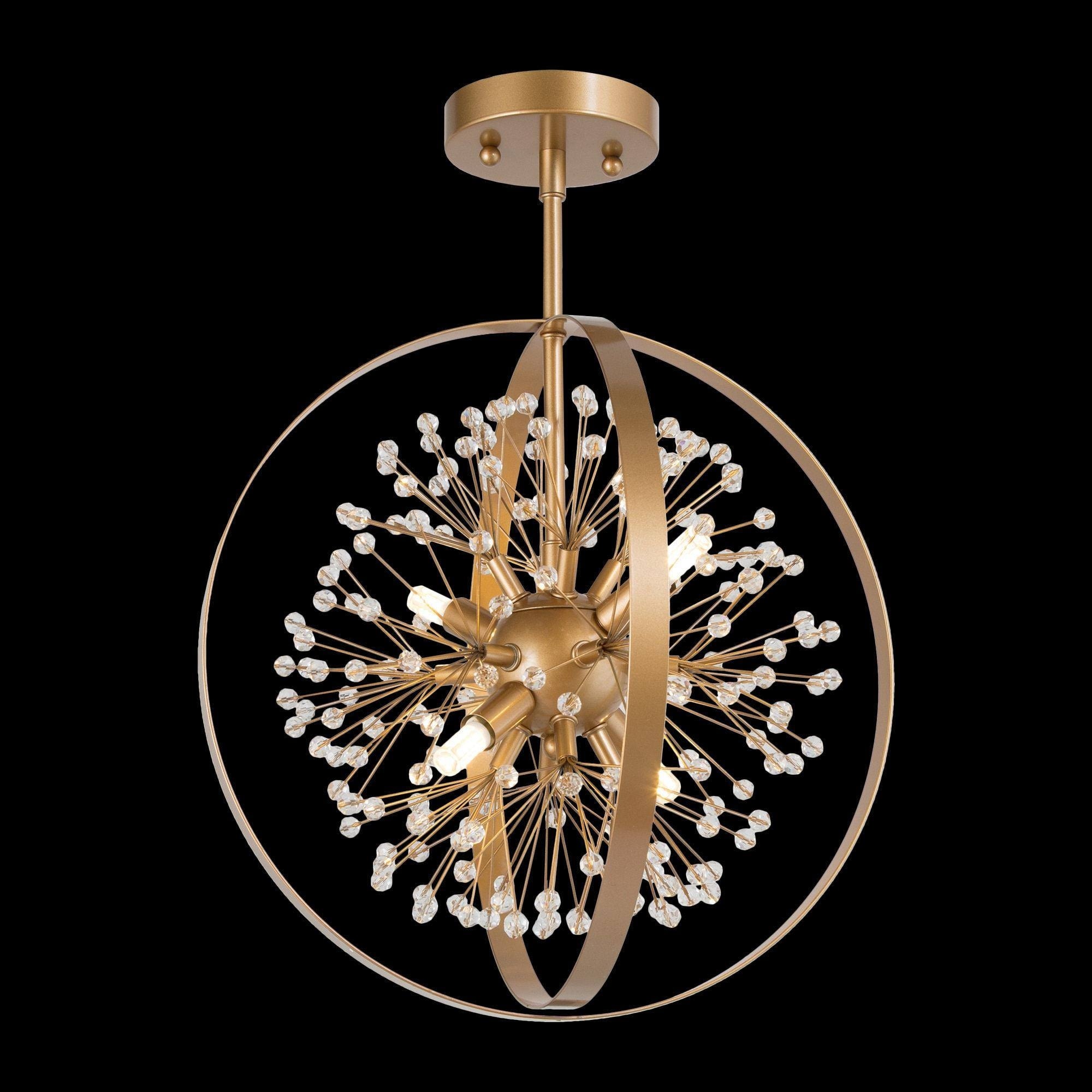 Mid-Century Modern Art Crystal 4-light Globe Semi-flush Mount