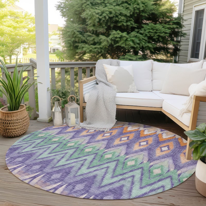 Machine Washable Indoor/ Outdoor Chantille Geometric Boho Rug