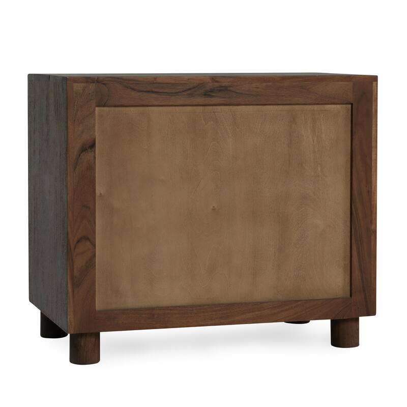 Classic Home Jaxon Two-Drawer Acacia Wood Nightstand in Cocoa Brown