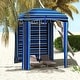 preview thumbnail 12 of 20, 5.8' x 5.8' Cabana Umbrella with Walls,Vents,Carry Bag,Beach Umbrella Blue Stripe