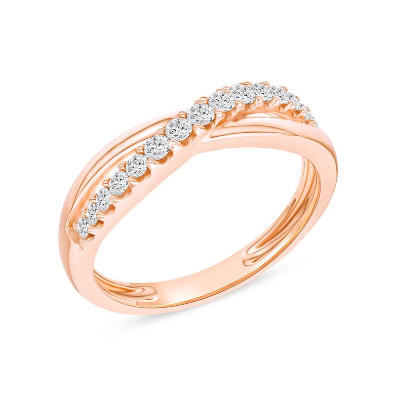 1/5ct TDW Diamond Cross Over Promise Ring in 10K Gold for Women