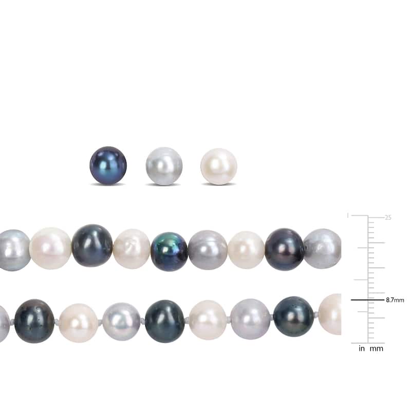 Miadora Multi-Color Cultured Freshwater Pearl Jewelry 5-Piece Set Sterling Silver