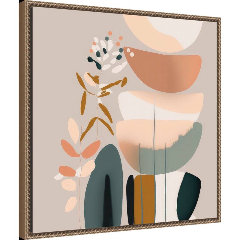 Balancing Shapes by Bella Eve Framed Canvas Wall Art Print - Sylvie Beaded Gold