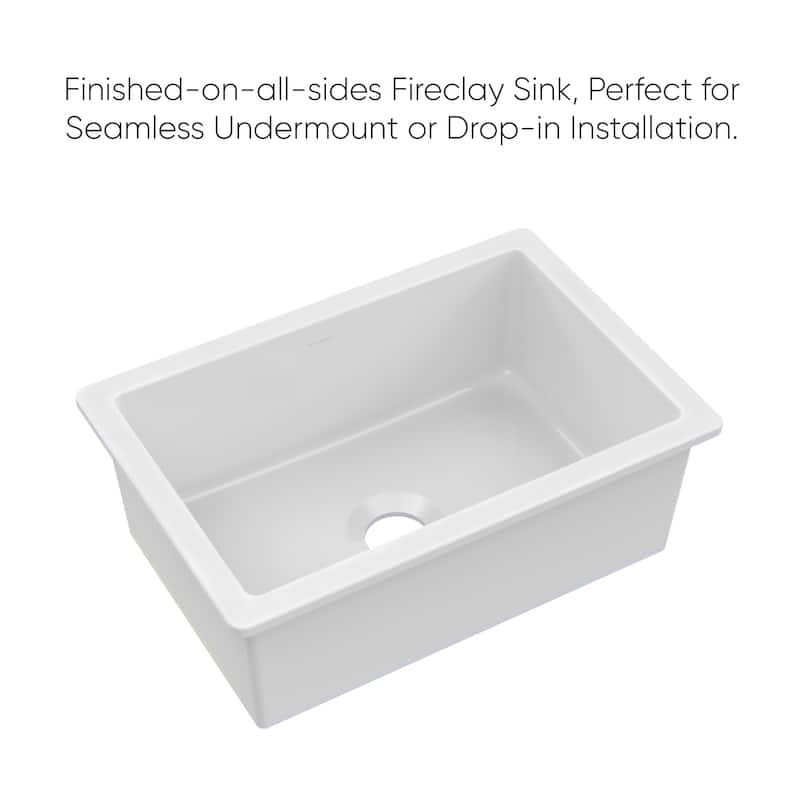 Undermount/Drop-in Fireclay Kitchen Sinks, Stainless Steel Grid Included