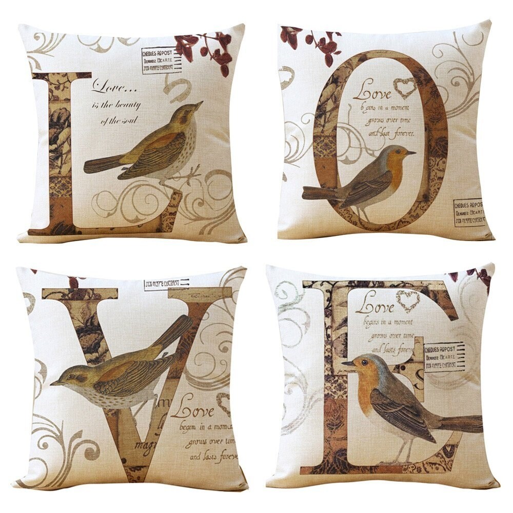 Vintage bird cushions top