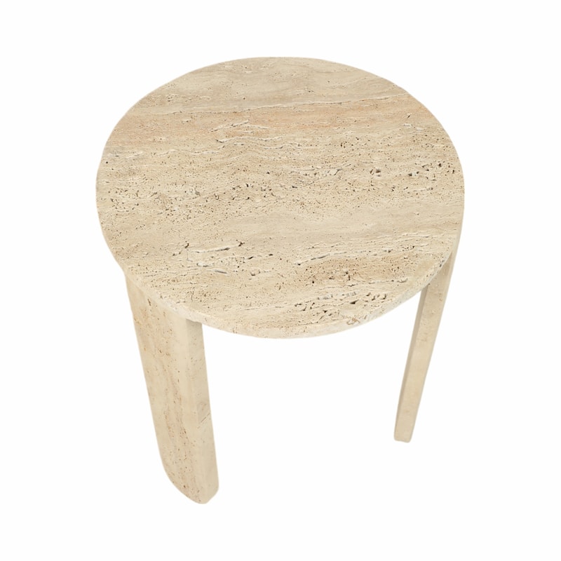 Stone Marble Accent Table Decorative Round Casual Style - 22" Ivory - 18" x 18" x 22"