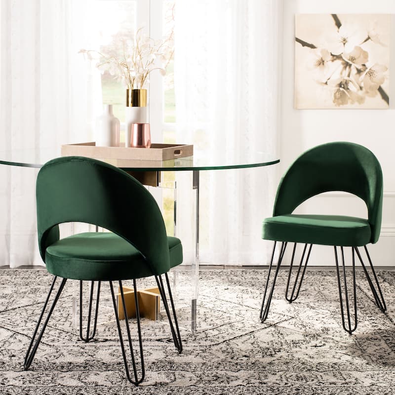 SAFAVIEH Jora Velvet Retro Navy Side Chair (Set of 2)