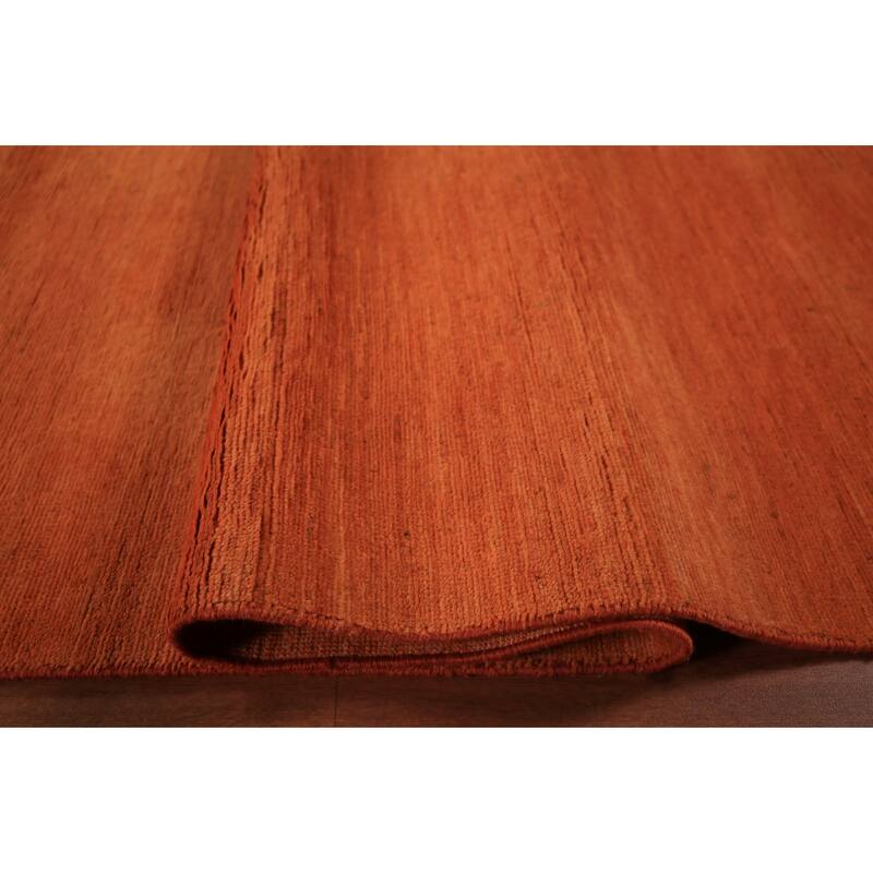 Orange Modern Gabbeh Area Rug Handmade Wool Carpet - 8'9" x 11'7"