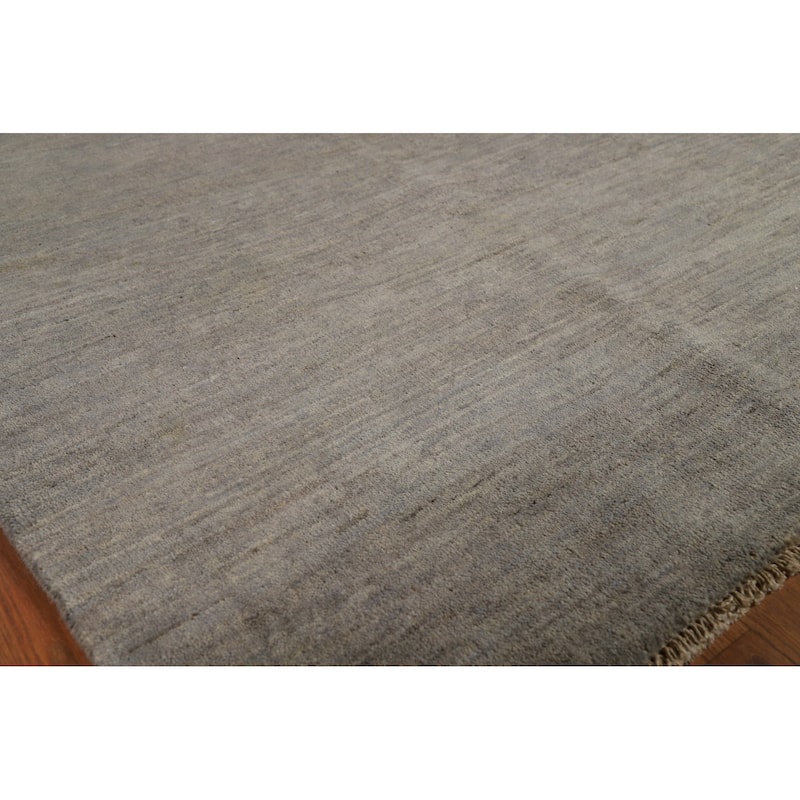 Gray Modern Gabbeh Oriental Square Area Rug Handmade Wool Carpet - 4'0"x 3'11"