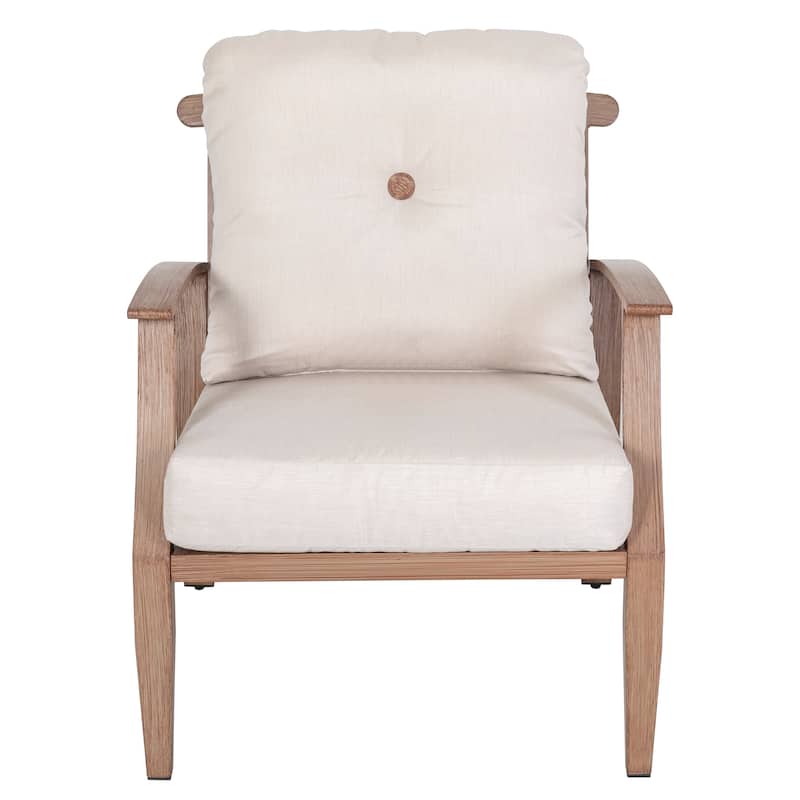 4-Piece Patio Conversation Set with Cushions, Aluminum Frame, Beige
