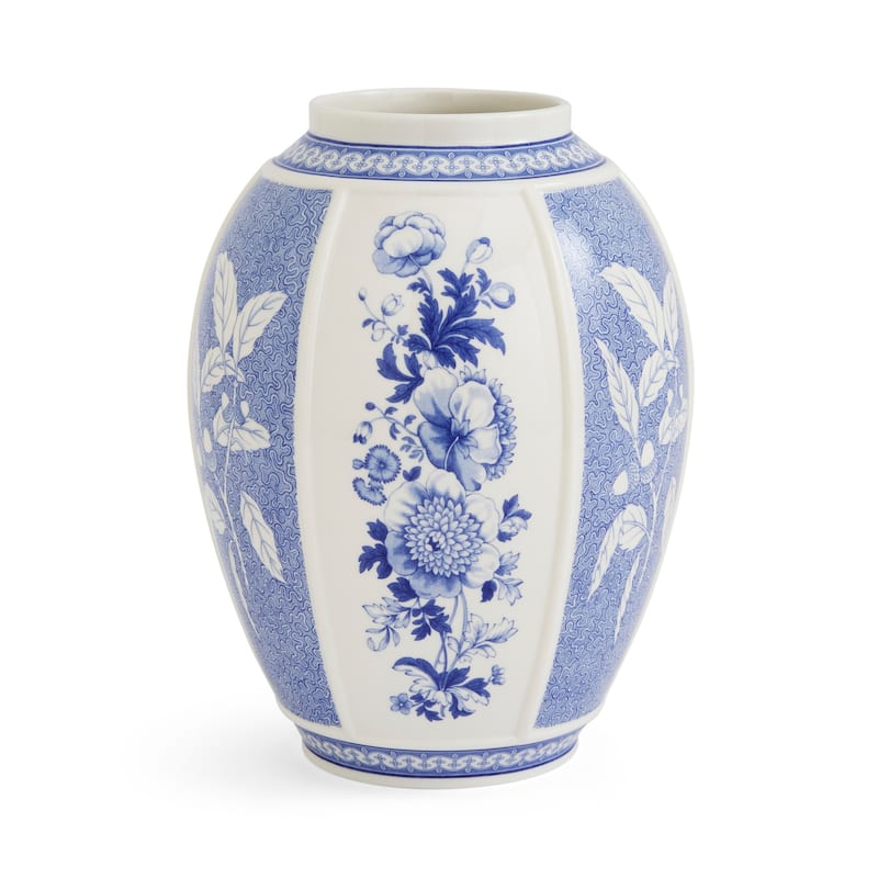 Spode Blue Italian Vase - 10" - British Flowers