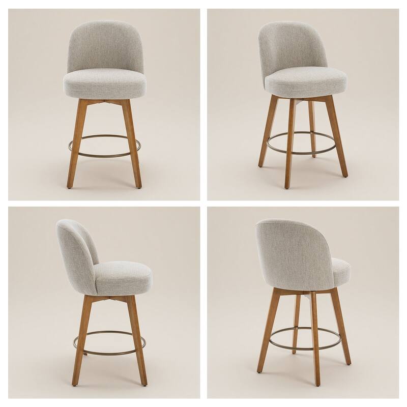26" Upholstered Swivel Counter Stool With Solid Wood Frame - 37.8"H x 19.7"W x 23.2"D
