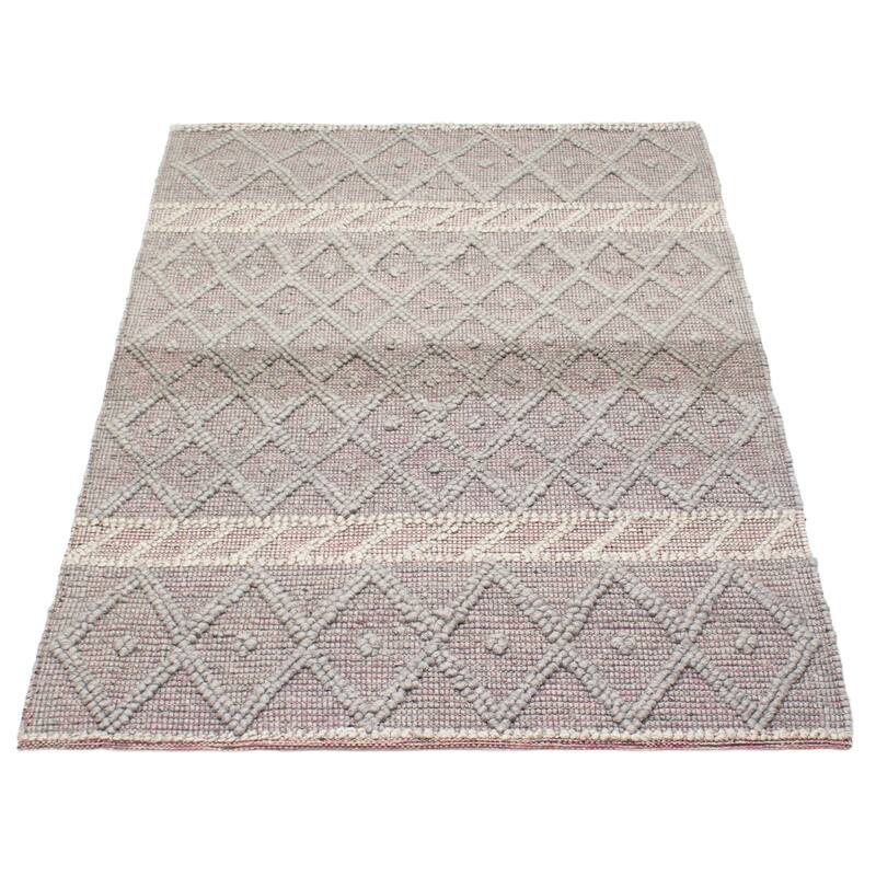 ECARPETGALLERY Braid weave Sienna Grey Wool Rug - 5'1 x 7'8