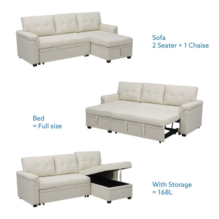 Perry Modern Reversible Sectional Sofa with Storage Chaise