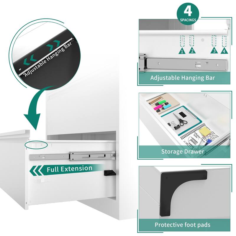 2-Drawer Metal Lateral File Cabinet with Lock