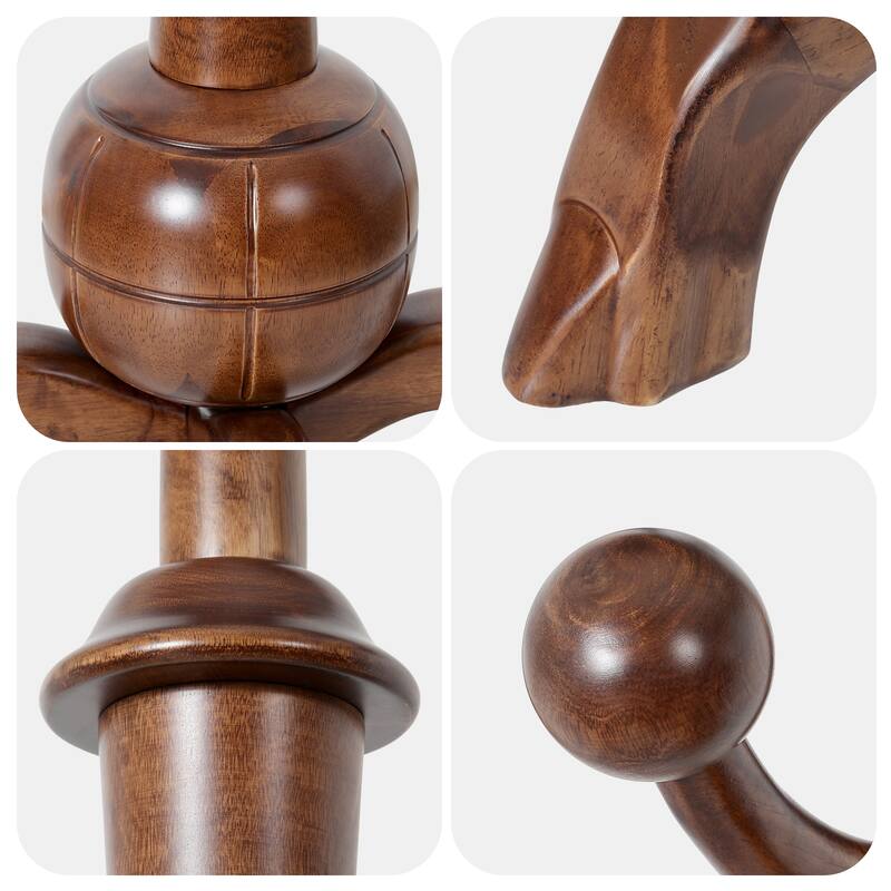 Tree-branch Rubberwood Freestanding Coat Rack with 8 Hooks - 24.5"W x 70.87"H
