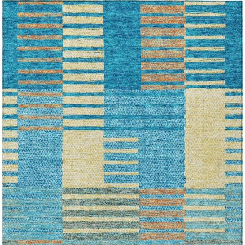 HomeRoots Striped Modern Rectangle Outdoor Rug