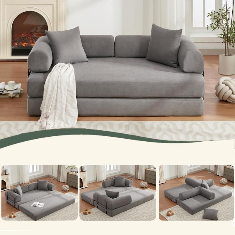 Folding Convertible Sleeper Sofa Bed with 3-Seats, DIY Modular Design for Ultimate Flexibility and Comfort