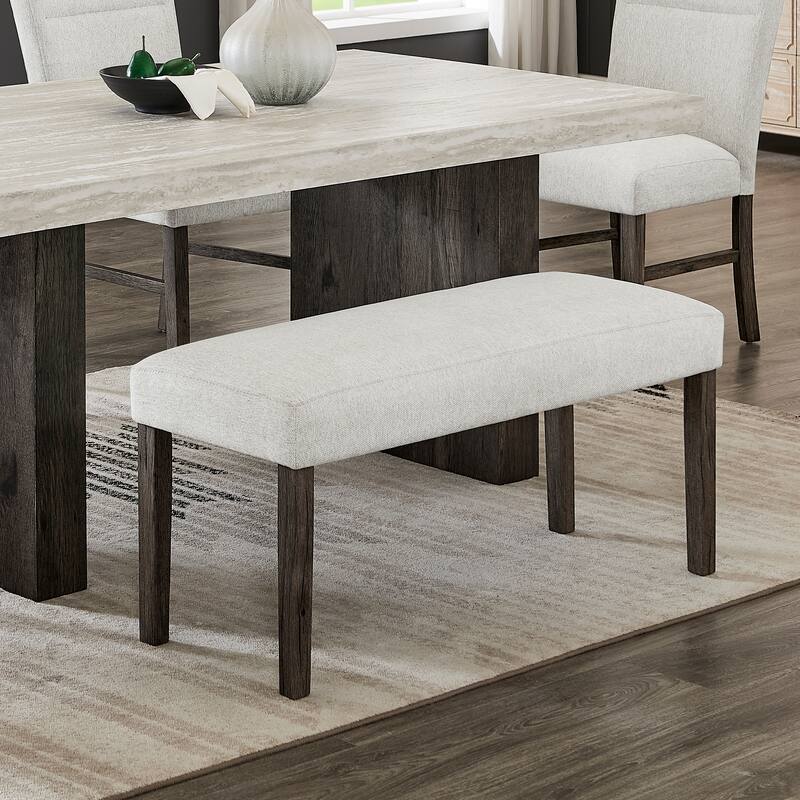 Roundhill Furniture Sorlen Contemporary Upholstered Dining Bench, Gray