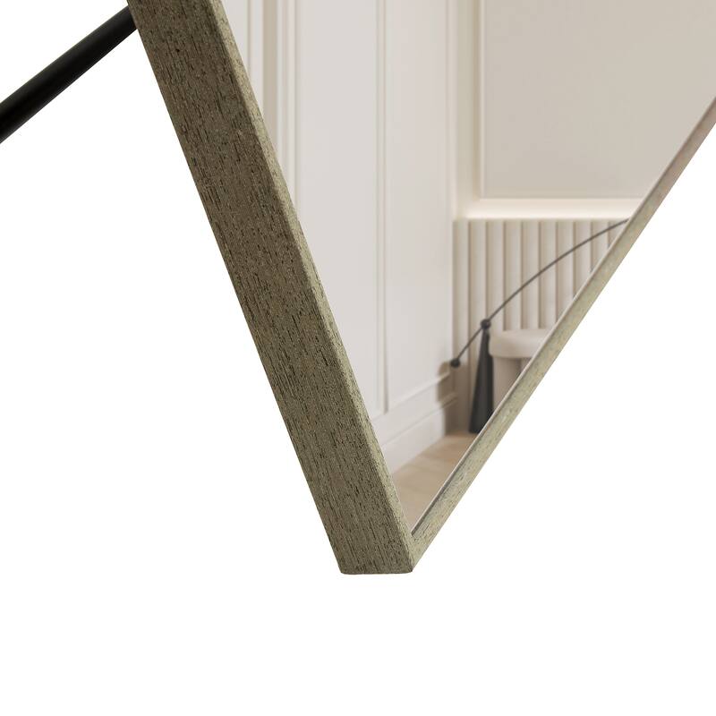 Roomfitters Full Body Mirror with Brown Solid Wood Frame, Floor Standing Decorative Mirror for Dressing Room